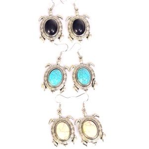 Dainty Turtle Marbled Earrings!